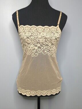 Commando Beige Nude Tulip Lace Mesh Camisole Top - Made in USA Sz S/M